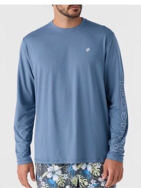 Hang Ten Men's Long-Sleeve Shirt in Horizon Blue UV Protection 50+